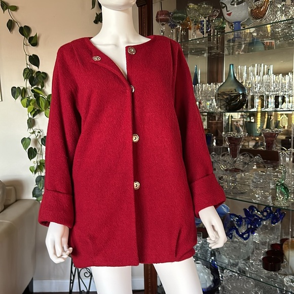 Dolce Vita Vintage Wool Blend Jacket Size XS/S Red with Black Lining - Picture 4 of 14